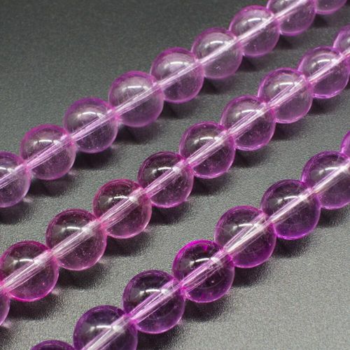 Glass Beads 10mm Round   Bright Pink 14" String for jewellery making