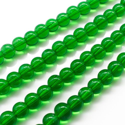 Glass Beads 6mm Round   Dark Green 14" String for jewellery making