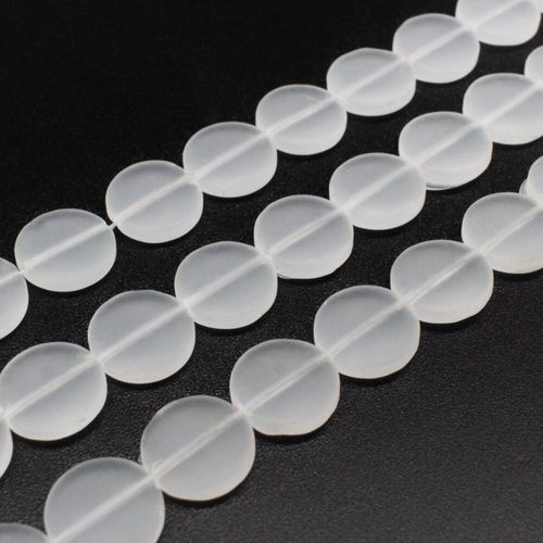 Glass Beads 12mm Disc   Clear 14" String for jewellery making