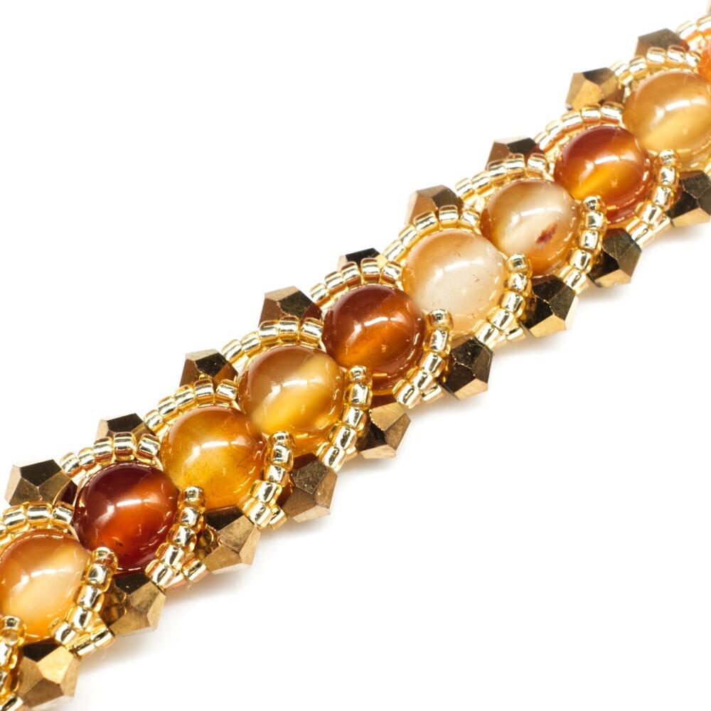Flat Spiral Beaded Bracelet Carnelian