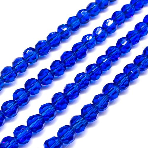 Glass Beads 5mm Facet Round   Blue 14" String for jewellery making