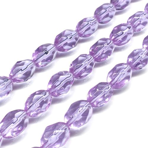 Glass Beads 11mm Facet Rice   Lilac 14" String for jewellery making