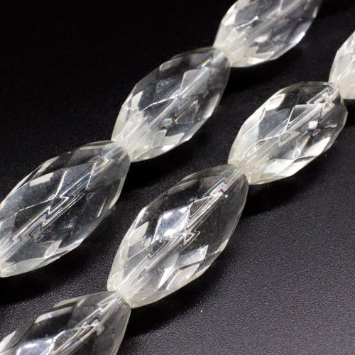Glass Beads 30mm Facet Rice   Clear 5pcs for jewellery making