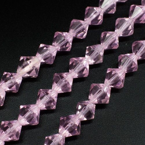 Glass Beads 8mm Bicone   Pink 14" String for jewellery making