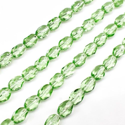Glass Beads 5mm Facet Rice   Light Green 14" String for jewellery making