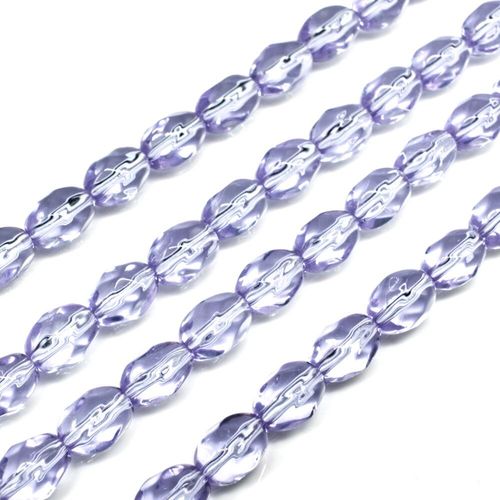 Glass Beads 7mm Facet Rice   Lilac 14" String for jewellery making