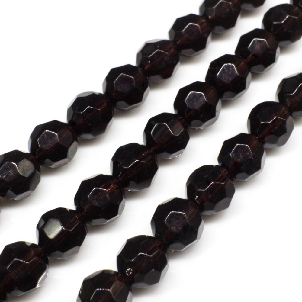 Glass Beads 8mm Facet Round   Dark Amethyst 14" String for jewellery making