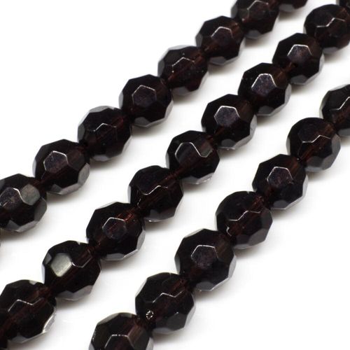 Glass Beads 8mm Facet Round   Dark Amethyst 14" String for jewellery making