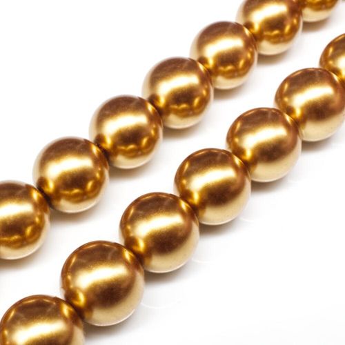 Glass Pearl Round Beads 14mm   Dark Gold for jewellery making