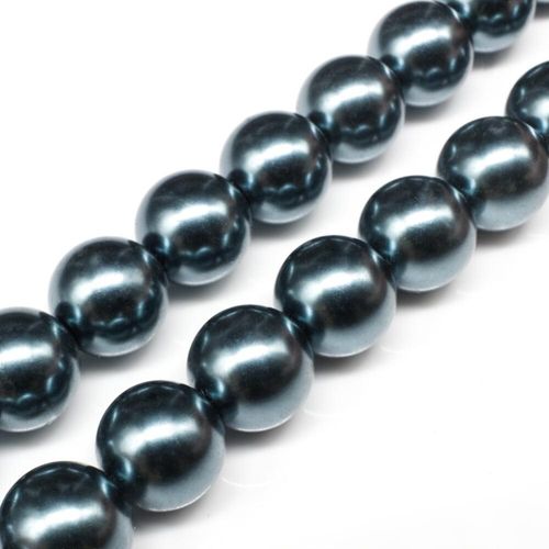 Glass Pearl Round Beads 14mm   Dark Steel Blue for jewellery making