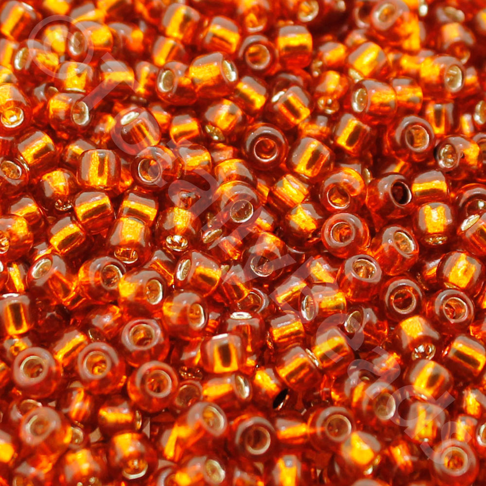 Toho Size 8 Seed Beads 10g -  Silver Line Burnt Orange