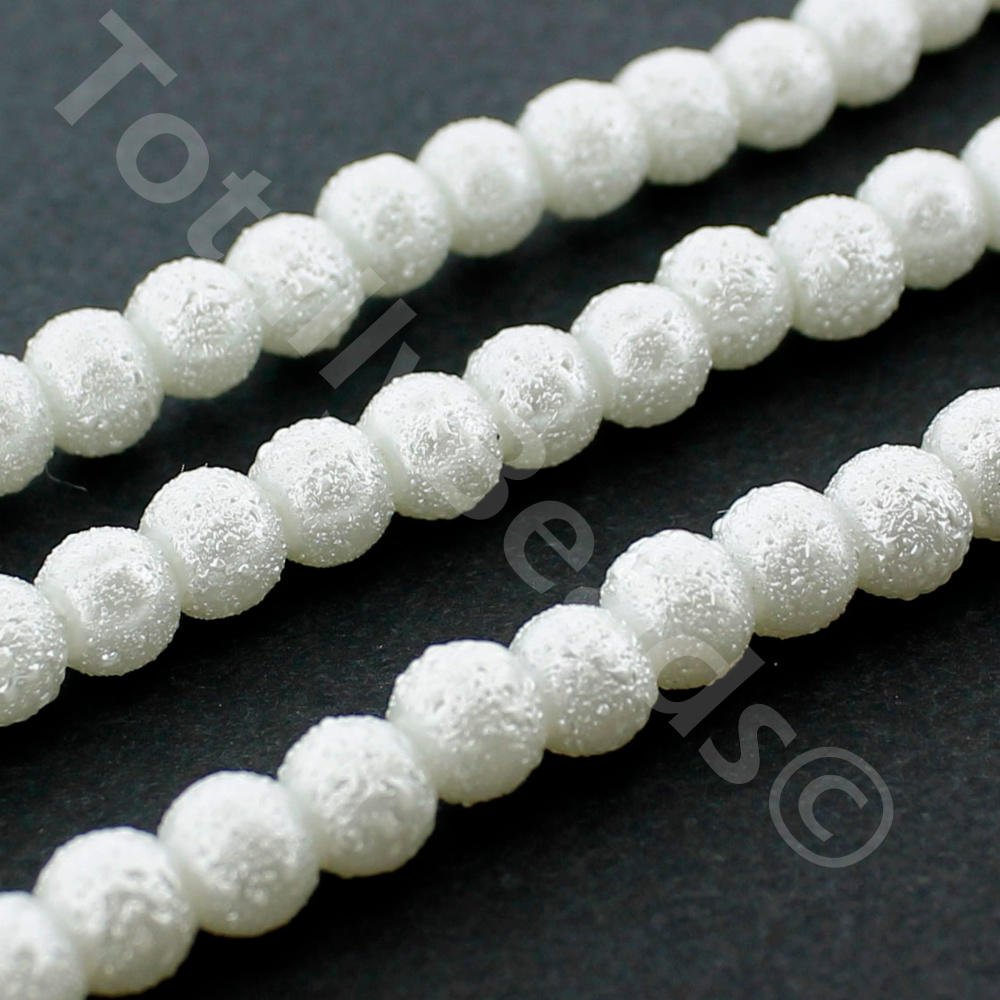 Asteroid Glass Beads Round 6mm White Craft Hobby And Jewellery Supplies Totally Beads 5690