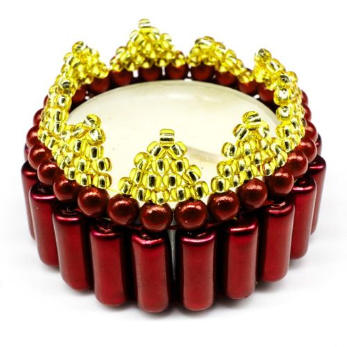 Christmas Tealight Tubular Holder Makes 3 gold jewelry making kit — DIY set with beads and instructions for creating handmade jewelry