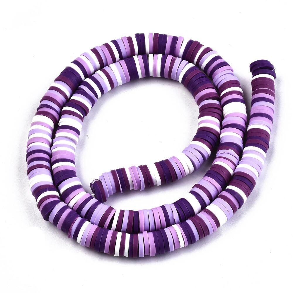 Fimo Heishi Disc Beads 6mm - Lilac Purple 16 String