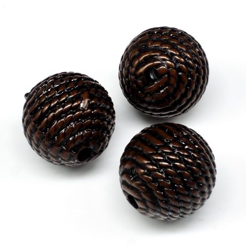 Acrylic Rope Beads Round 17mm 10pcs   Brown for jewellery making