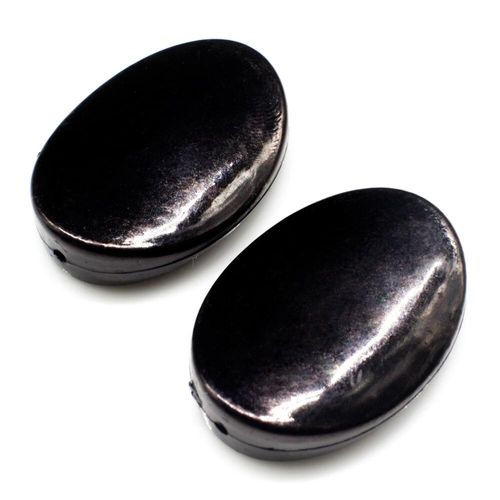 Acrylic Concave Oval Beads 28mm 8pcs   Black for jewellery making