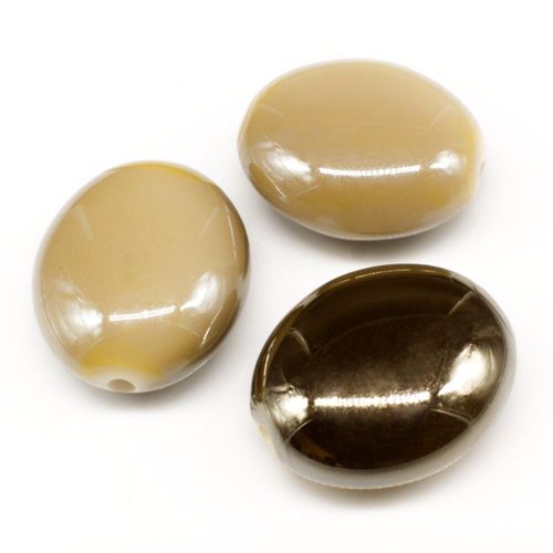 Acrylic Shadow Oval Beads 23mm 8pcs   Cream for jewellery making