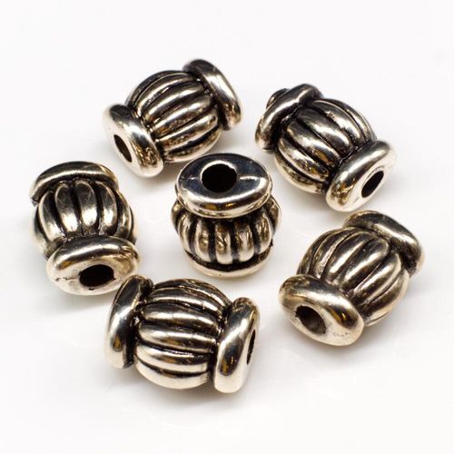 Acrylic Antique Silver Oval 15mm Beads 15pc   Collar & Ridges for jewellery making