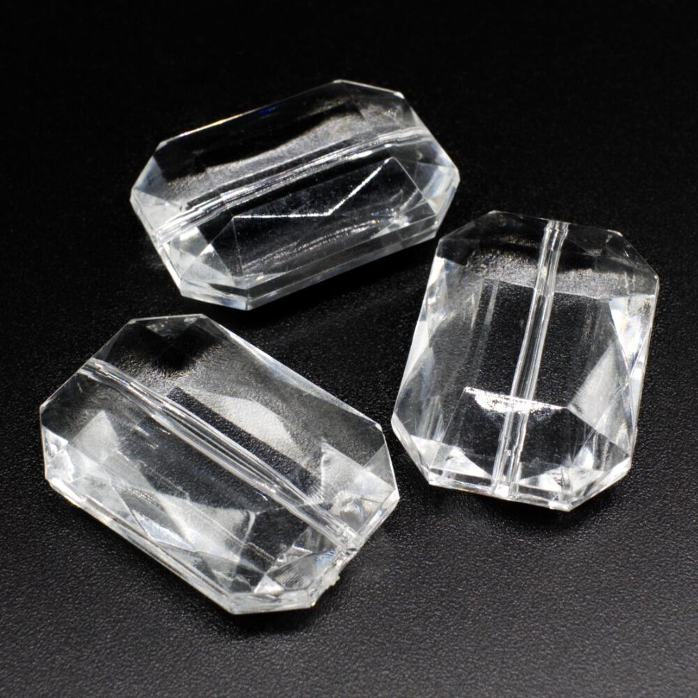 Acrylic Crystal Facet Rectangle Beads 30mm 5pcs   Clear for jewellery making