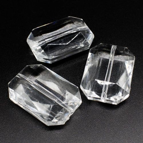 Acrylic Crystal Facet Rectangle Beads 30mm 5pcs   Clear for jewellery making