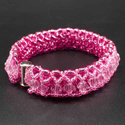 Crystal Lattice Bracelet mauve pink bracelet making kit — DIY set with beads and instructions for creating handmade jewelry