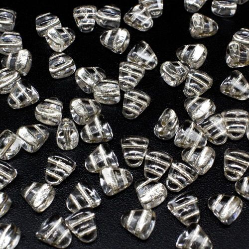 Czech glass Rulla beads bit czech glass beads 30pcs - crystal silver lined — two-hole beads for jewelry making and bead weaving