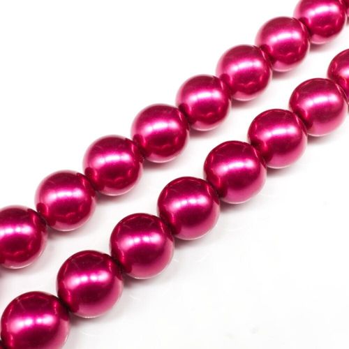 Glass Pearl Round Beads 12mm   Light Pink Magenta for jewellery making