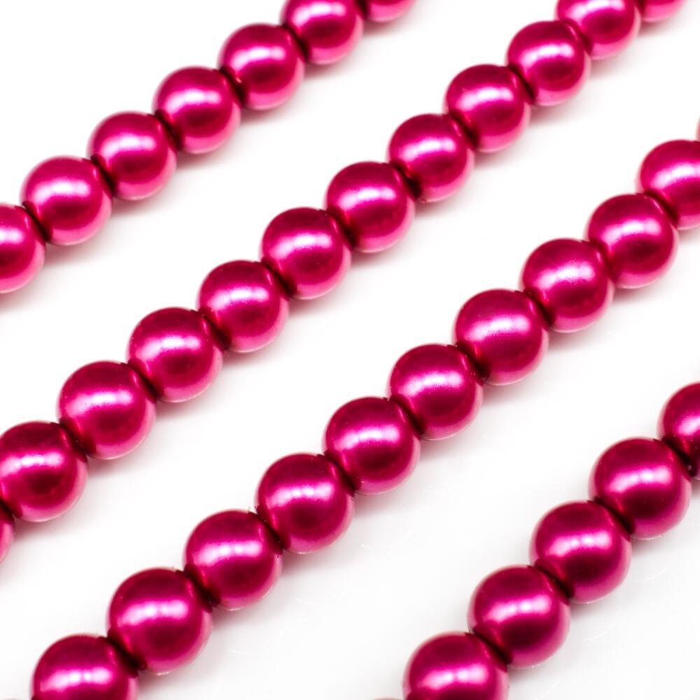 Glass Pearl Round Beads 6mm   Light Pink Magenta for jewellery making