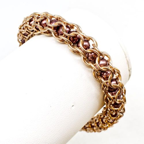 Cora Beaded Chain Maille Bracelets rose gold bracelet making kit — DIY set with beads and instructions for creating handmade jewelry