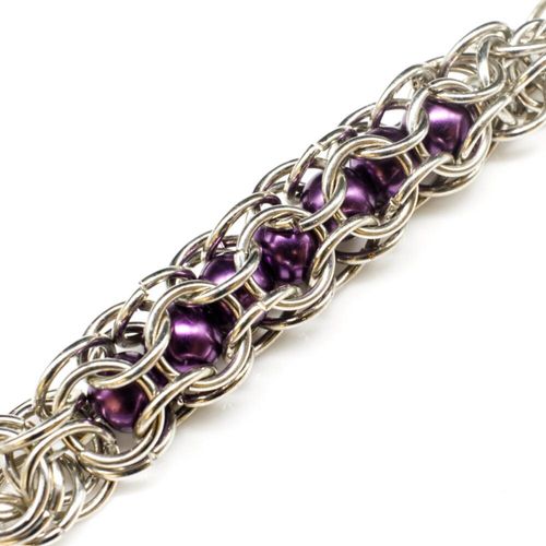 Cora Beaded Chain Maille Bracelets dull silver bracelet making kit — DIY set with beads and instructions for creating handmade jewelry