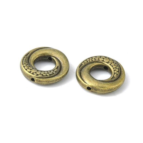 Antique Bronze Metal Beadframe   Swirl Round 15x7mm 9pcs for jewellery making