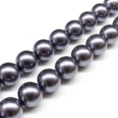 Sea Shell Pearl Beads 12mm Round Grey for jewellery making