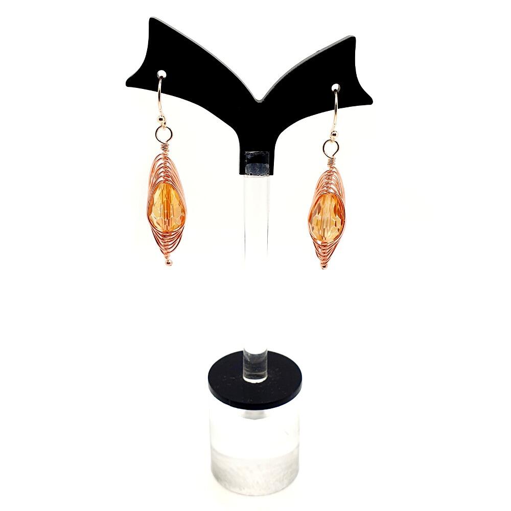 Christine Wire Earrings 2 Pairs burnt orange earring making kit — DIY set with beads and instructions for creating handmade jewelry