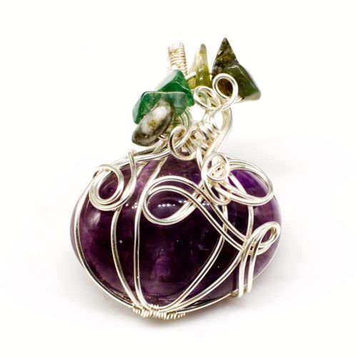 Pumpkin Necklace amethyst necklace making kit — DIY set with beads and instructions for creating handmade jewelry