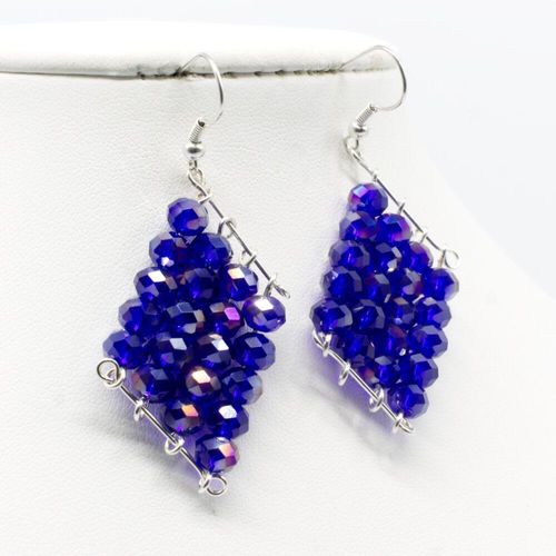 Hallie Earrings royal blue earring making kit — DIY set with beads and instructions for creating handmade jewelry