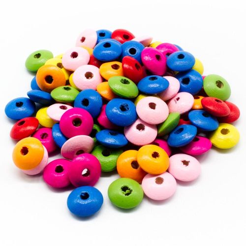 Colourful Wooden Beads   Rondelle 13mm for jewellery making