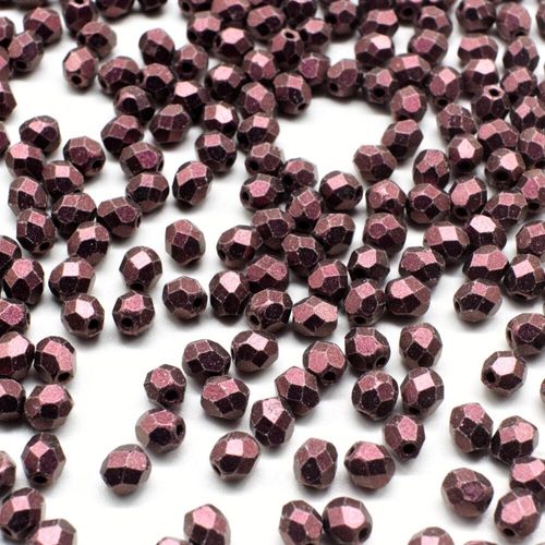 4mm Czech glass fire polished faceted beads metallic suede pink — pack of 100, high-quality faceted beads perfect for jewelry making and…