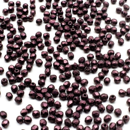 2mm Czech glass fire polished faceted beads metallic suede pink — pack of 100, high-quality faceted beads perfect for jewelry making and…
