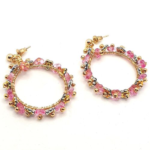 Delphine Flower Earrings 4 Pairs pink & copper earring making kit — DIY set with beads and instructions for creating handmade jewelry