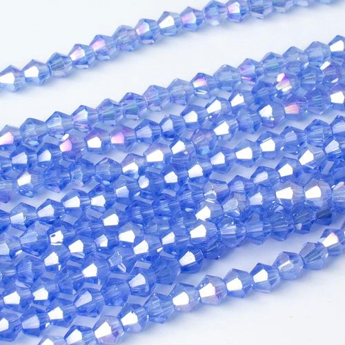 4mm crystal bicone beads light blue ab — AB finish, faceted for jewelry making and beadwork