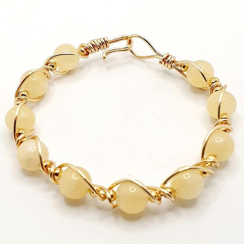 Francesca Gemstone Bracelet yellow jade bracelet making kit — DIY set with beads and instructions for creating handmade jewelry