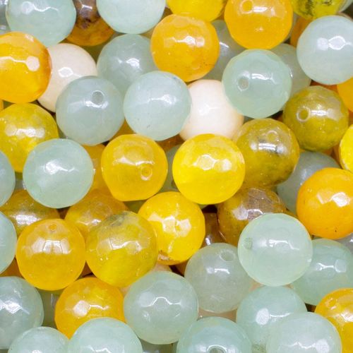 Dyed Jade 10mm Facet Round Beads Mix 35pc   Tapestry pack of 10 for jewellery making