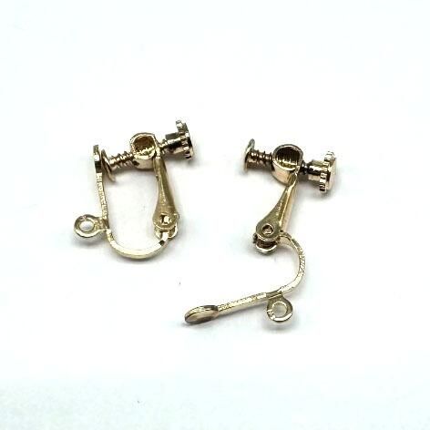 Clip On Screw Earring 3 Pairs   Champagne 15mm for jewellery making