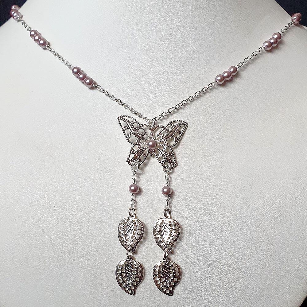 Kimana Butterfly Necklace rosewood necklace making kit — DIY set with beads and instructions for creating handmade jewelry