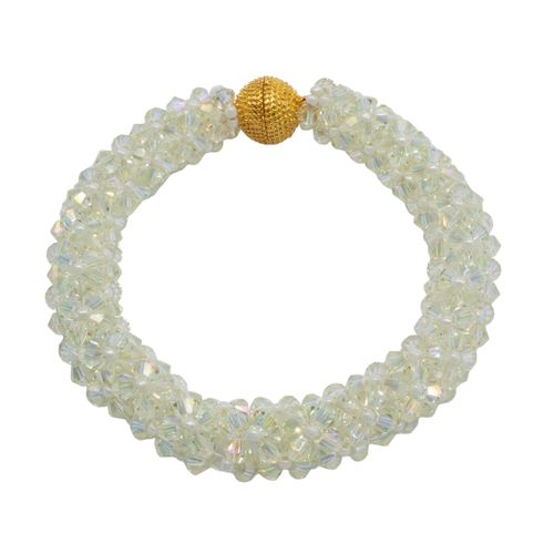 Crystal Bicone Bangle lemon chiffon jewelry making kit — DIY set with beads and instructions for creating handmade jewelry