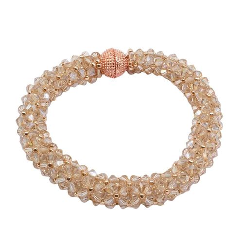Crystal Bicone Bangle champagne jewelry making kit — DIY set with beads and instructions for creating handmade jewelry