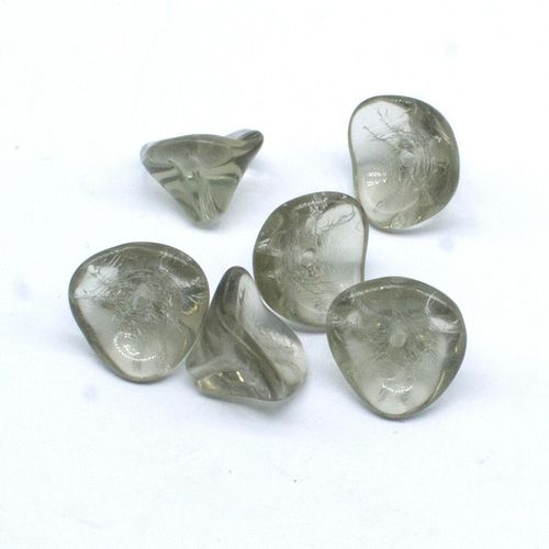 Czech Flower Beads 12x10mm 10g 12pcs   Black Diamond for jewellery making