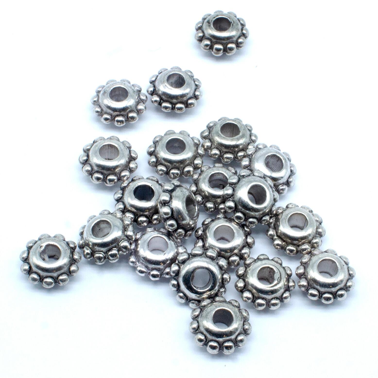Acrylic Antique Silver Rondelle 8mm Beads #40pc   Dot Ridge for jewellery making
