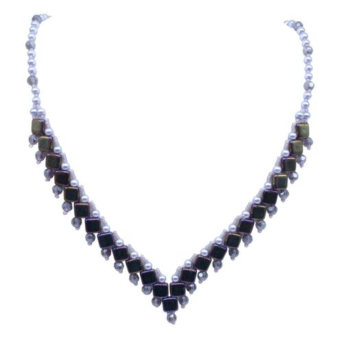 Tiffany Tile Necklaces light purple iris necklace making kit — DIY set with beads and instructions for creating handmade jewelry