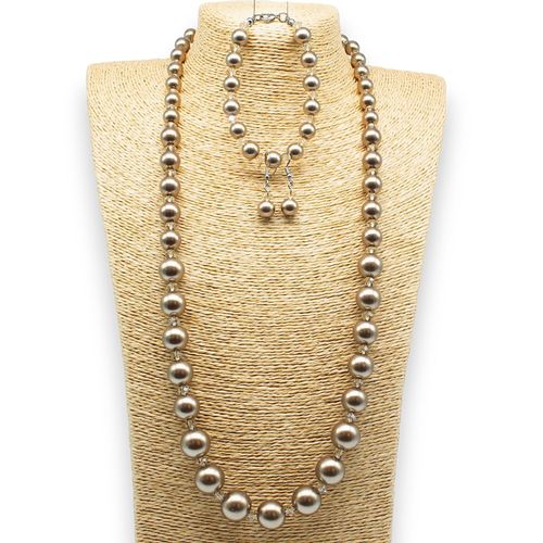 Graduated Pearl & Crystal Jewellery caramel jewelry making kit — DIY set with beads and instructions for creating handmade jewelry